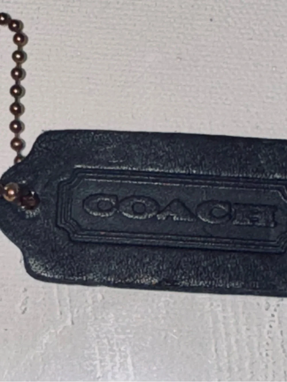 Coach Black Leather Logo Hang Tag with Gold Ball Chain - Picture 2 of 4